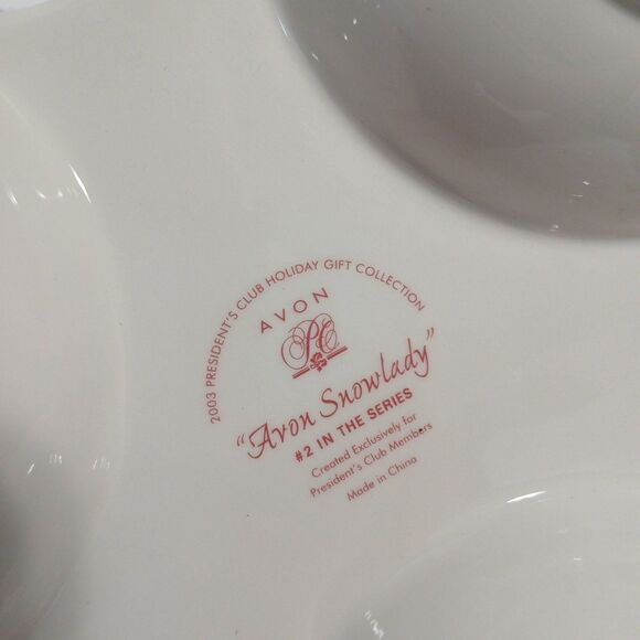 2003 Avon snow lady Christmas dish RARE - Picture 6 of 6